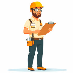 Fototapete - Organized Maintenance Service Concept: Person with Clipboard and Tools Symbolizing Reliability and Professionalism Against Clean Background for Custom Text/Graphics