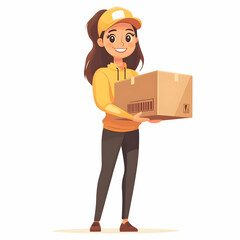 Fototapete - Smiling Customer Holding Delivery Box in Clean Background - Concept of Efficient and Friendly Delivery Services with Ample Space for Text and Graphics