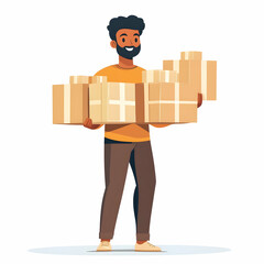 Fototapete - Person Handling Packages Symbolizing Reliable Shipping Service - Efficient Logistics Concept with Clean Background for Customizable Text and Graphics