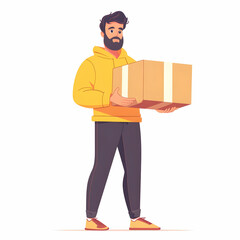 Wall Mural - Professional Courier Service: Person Holding Delivery Box Symbolizing Reliability, Commitment, and Efficient Package Delivery Solutions on Clean Background