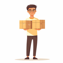 Fototapete - Reliable Logistics Service: Person Managing Packages Against Clean Background Symbolizing Efficiency and Commitment - Space for Text/Graphics
