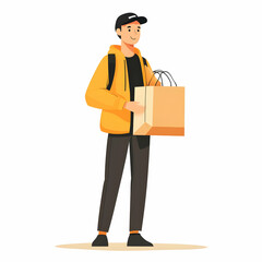 Fototapete - Timely Courier Service: Person Holding Delivery Bag Representing Reliability & Commitment on Clean Background for Text & Graphics