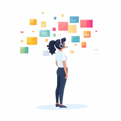 Fototapete - Responsive Customer Service Concept: Person with Headset Delivering Excellent Support Against Blank Background for Communication and Graphic Enhancements
