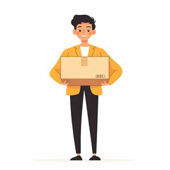 Fototapete - Person Holding Delivery Box Symbolizing Trustworthy Courier Service Against Clean Background Space for Text or Graphics Reflecting Reliability and Commitment