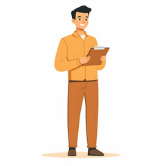 Fototapete - Reliable Service Coordination: A Person with Clipboard Ensuring Efficient Organization and Service Management on a Clean Background