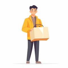Fototapete - Dedicated Delivery Service: A Person Holding a Delivery Bag Against a Clean Background Symbolizing Reliability and Commitment for Your Business Needs