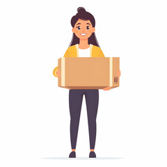 Fototapete - Smiling Delivery Service Representative Holding a Package, Bright Background for Friendly Customer Service Concept and Efficient Delivery Solutions