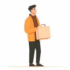 Fototapete - Reliable Delivery Service: Person Holding Delivery Bag Symbolizing Commitment and Dependability on Clean Background with Space for Custom Text or Graphics