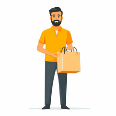 Fototapete - Dedicated Service: Person with Delivery Bag Represents Reliability and Commitment Against Clean Background for Graphics and Text