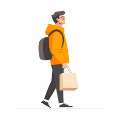 Fototapete - Person with Delivery Bag Symbolizing Dedicated Service and Reliability Against a Clean Background � Perfect for Illustrating Commitment in Logistics and Delivery Concepts