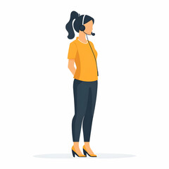 Fototapete - Effective Customer Interaction: Person with Headset on Blank Background for Communication and Support Graphics