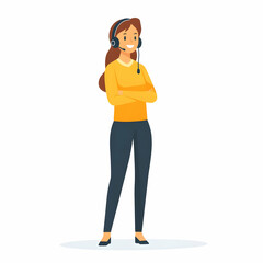 Fototapete - Professional Person with Headset Delivering Interactive Customer Service in a Blank Background - Space for Text and Graphics, Symbolizing Communication and Support