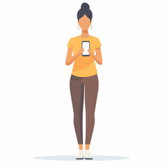 Fototapete - Friendly Support Assistance: Person Holding Phone Providing Responsive Customer Service on Blank Background for Text and Graphics