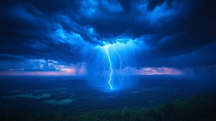 Poster - A stormy sky with a lightning bolt in the middle