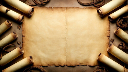 Poster - A blank page with a scroll of paper on the left side