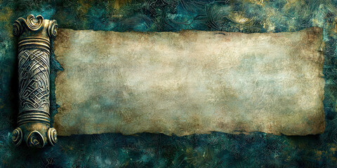 Poster - A large, old looking scroll with a blank space in the middle