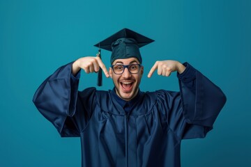 Canvas Print - Photo of fresh graduate doing happy pose people triumphant surprised.