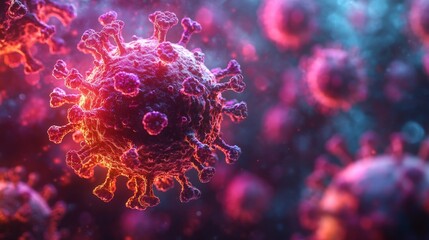 Poster - A close up of a virus with a pinkish hue