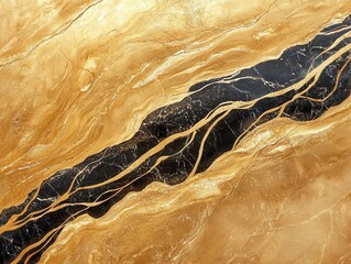 Poster - Elegant abstract texture featuring rich gold and black veins, ideal for luxury design inspiration and stylish backgrounds.