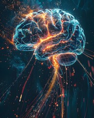 Poster - Digital Brain Streams Flowing into Innovative Idea Concept