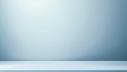 Poster - A minimalistic background featuring a smooth, light blue gradient wall and a clean surface, perfect for product displays.