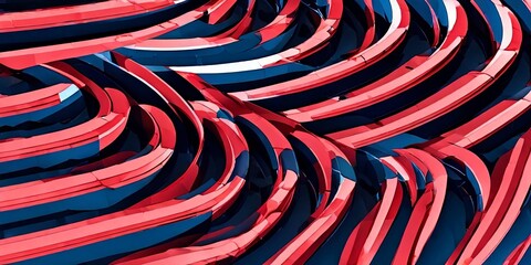 Poster - A red, blue and white striped pattern