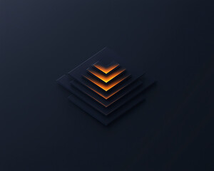 Poster - Abstract design featuring layered shapes with a dark background and glowing orange elements, creating a modern aesthetic.