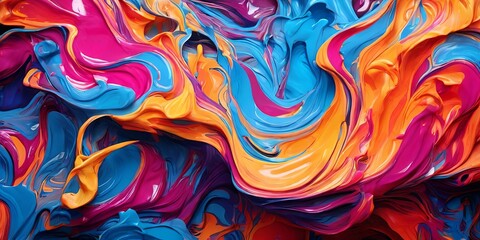 Aufkleber - A colorful painting with a lot of different colors and a lot of brush strokes