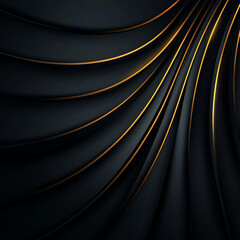 Poster - Elegant abstract design featuring curved lines in dark shades with subtle golden highlights, perfect for modern backgrounds.