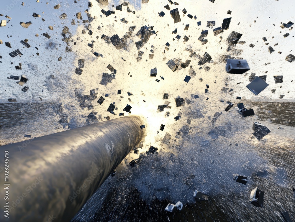 A cannon fires, creating an explosive splash and scattering debris into ...
