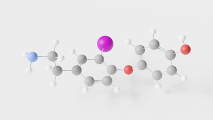 Sticker - 3-iodothyronamine molecule 3d, molecular structure, ball and stick model, structural chemical formula endogenous thyronamine