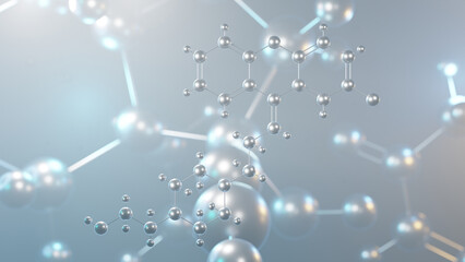 Poster - clopenthixol molecular structure, 3d model molecule, antipsychotic drug, structural chemical formula view from a microscope