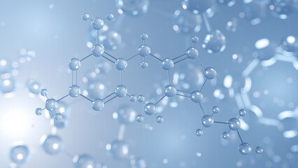 Sticker - thiamine molecular structure 3d, vitamin b1, structural chemical formula view from a microscope