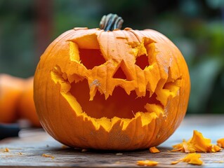 Wall Mural - halloween pumpkin preparation for stock images