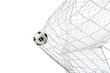 © Igor Link - Soccer ball in soccer goal net . Close-up textured soccer net on soccer goal isolated on free PNG Background.