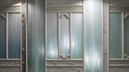 Sticker - Elegant frosted glass panels with ornate white frames, perfect for modern interior design.