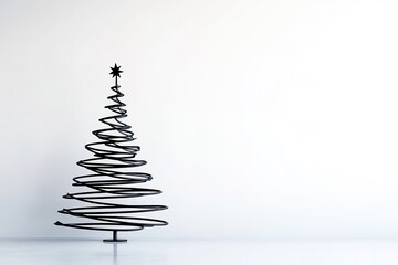 minimalist black spiral christmas tree on white
