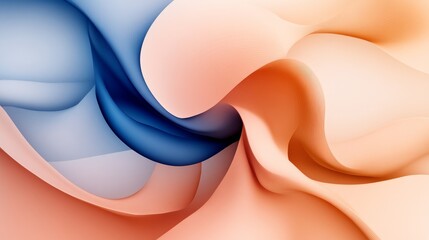 Poster - Flowing wavy pattern with gradient orange and blue background.
