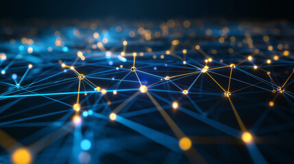 Poster - A beauty futuristic abstract background in a high-tech style. Shining lines and patterns resembling neural networks, connections, and digital circuits.