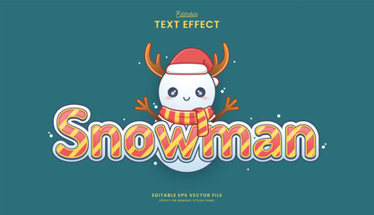 Wall Mural - decorative cute snowman editable text effect design