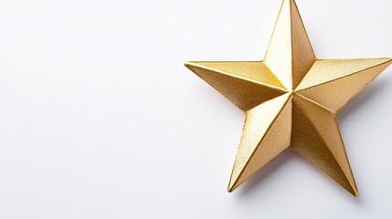 Golden star with textured surface on white