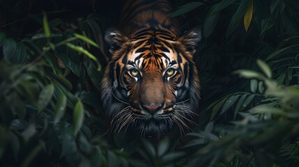 Sticker - Bengal Tiger Emerging from Jungle Shadows with Powerful Gaze