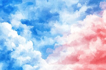 Poster - Vibrant abstract clouds in various shades of blue and red, offering a serene yet dynamic sky background perfect for creative projects.