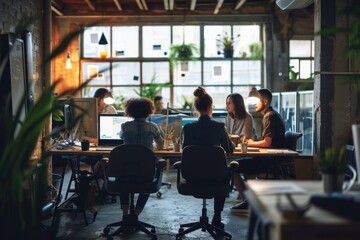 Canvas Print - Team in an office working adult togetherness.