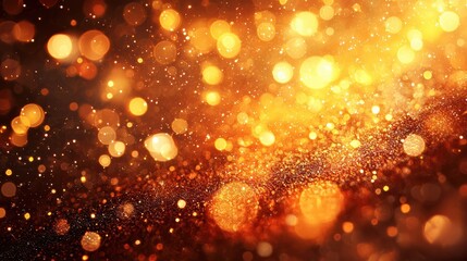 Poster - A mesmerizing close-up of shimmering golden particles creating a dreamy atmosphere filled with light and magic.