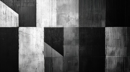 Poster - Abstract monochrome pattern featuring geometric shapes in black and white, creating a visually striking and modern aesthetic for artistic designs.