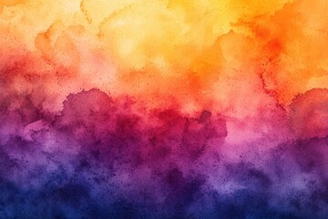 Poster - A vibrant watercolor background showcasing a gradient of warm oranges and cool purples, perfect for artistic designs and creative projects.
