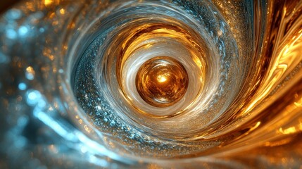 Aufkleber - A spiral with a golden and blue swirl