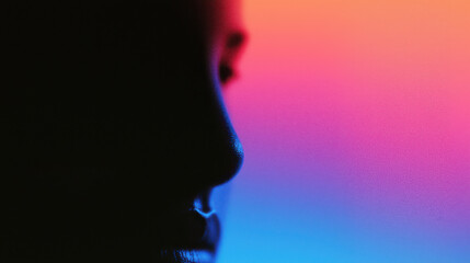Poster - a captivating silhouette of a person's profile against a vibrant gradient background, showcasing art