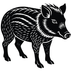 Wall Mural - Peccary Wild Animal Vector Art.